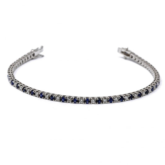 Bracciale Tennis con Zaffiri CT 1.60 e Diamanti CT 1.19 Alternati