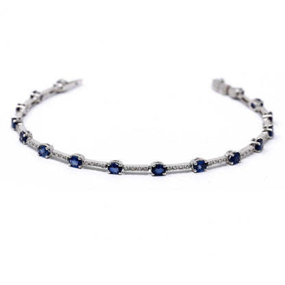 Bracciale Tennis con Diamanti bianchi CT 0.40 e Zaffiri ovali CT 4.00