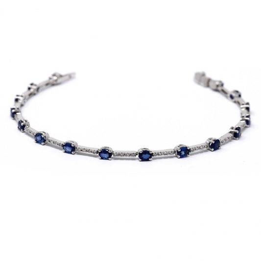 Bracciale Tennis con Diamanti bianchi CT 0.40 e Zaffiri ovali CT 4.00