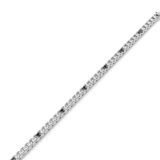 Bracciale Tennis con Zirconi Bianchi e Neri 2 mm 17 cm