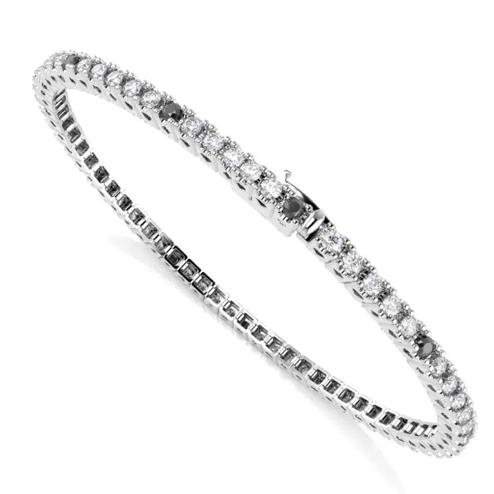 Bracciale Tennis con Zirconi Bianchi e Neri 2 mm 19 cm