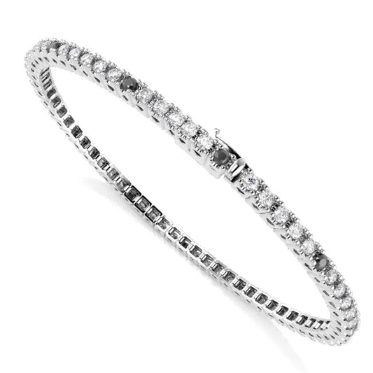 Bracciale Tennis con Zirconi Bianchi e Neri 2 mm 19 cm