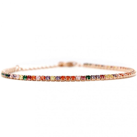 Bracciale Tennis con Zirconi da mm 2 Rainbow cm 16+4