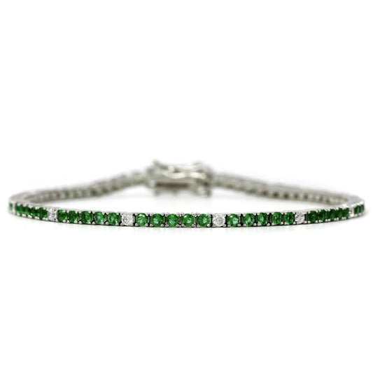 Bracciale Tennis con Zirconi Verdi e Bianchi 2 mm cm 19