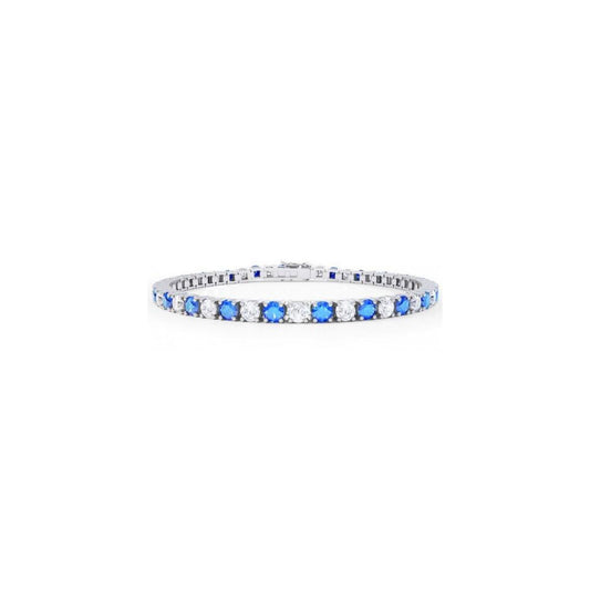 Bracciale Tennis in Argento con Zirconi Bianchi e Blu mm 2 cm 20