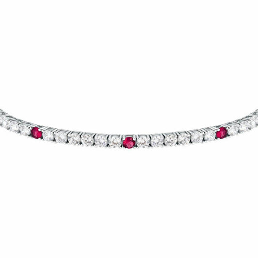 Bracciale tennis in Argento con zirconi bianchi e rossi mm 2 cm 20