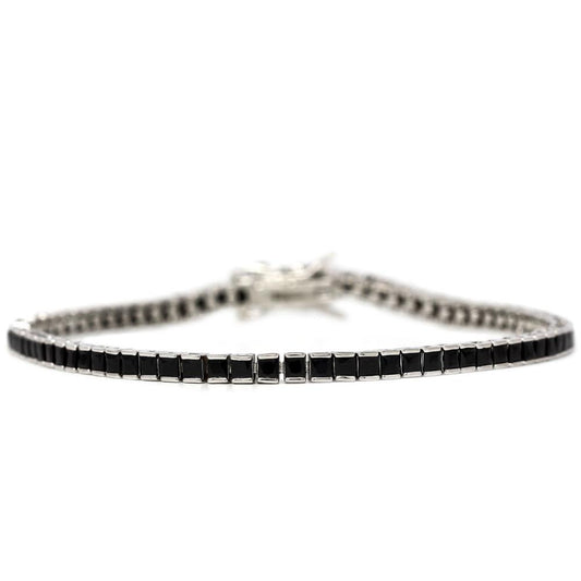 Bracciale Tennis in Argento con Zirconi Carrè Neri 1 mm cm 16
