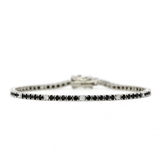 Bracciale Tennis in Argento con Zirconi Neri 2 mm cm 16