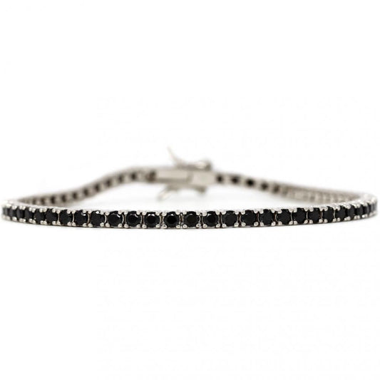 Bracciale Tennis in Argento con Zirconi Neri 2.5 mm cm 21