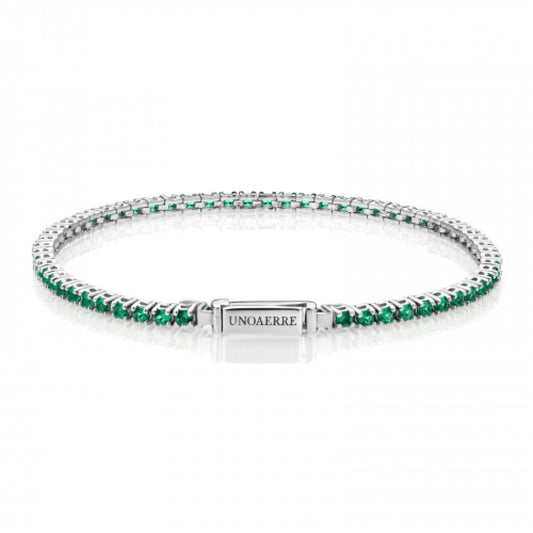 Bracciale tennis in argento con Zirconi Verdi UNOAERRE