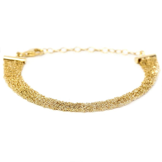 Bracciale Tessuto cm 17+5 in Argento 925 bagno oro Giallo