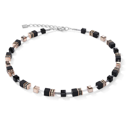 Collana geocube onice nero-oro rosa