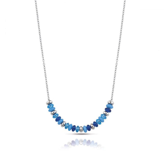 Collana in acciaio lucido con trattamento PVD Oro Bianco OPS.