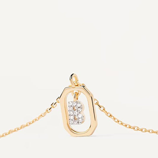 Collana Lettera B - Mini in Argento Sterling 925 Placcato in Oro 18 carati