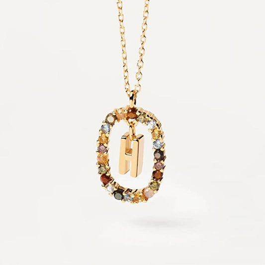 Collana Lettera H - Argento Sterling 925 Placcato in Oro 18 carati