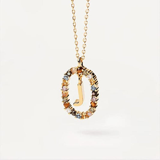 Collana Lettera J - Argento Sterling 925 Placcato in Oro 18 carati