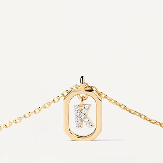Collana Lettera K - Mini in Argento Sterling 925 Placcato in Oro 18 carati