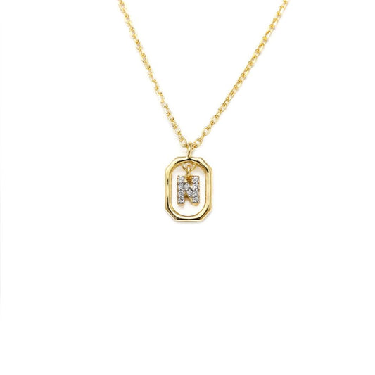Collana Lettera N - Mini in Argento Sterling 925 Placcato in Oro 18 carati
