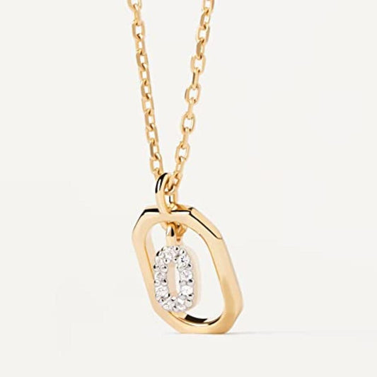 Collana Lettera O - Mini in Argento Sterling 925 Placcato in Oro 18 carati