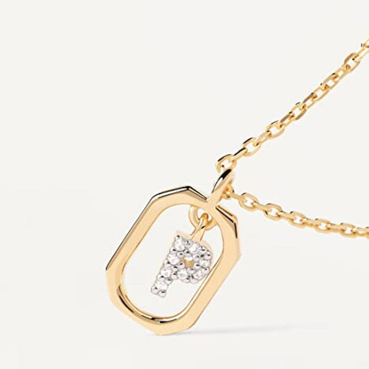Collana Lettera P - Mini in Argento Sterling 925 Placcato in Oro 18 carati