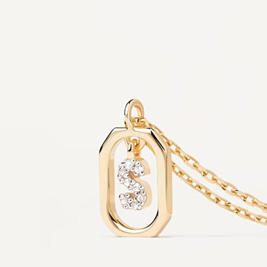 Collana Lettera S - Mini in Argento Sterling 925 Placcato in Oro 18 carati