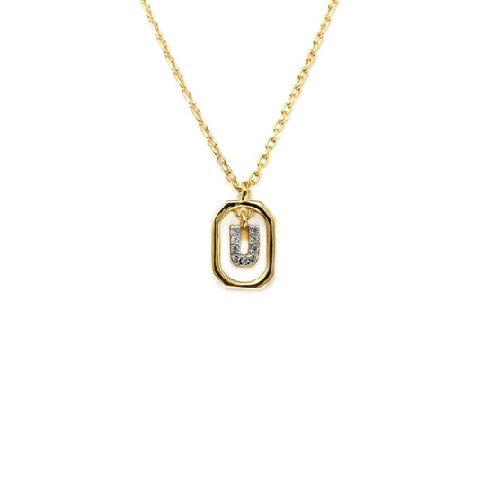 Collana Lettera U - Mini in Argento Sterling 925 Placcato in Oro 18 carati