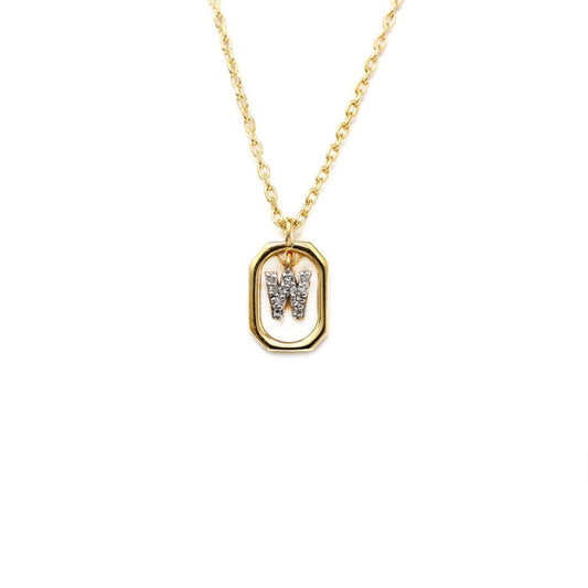 Collana Lettera W - Mini in Argento Sterling 925 Placcato in Oro 18 carati