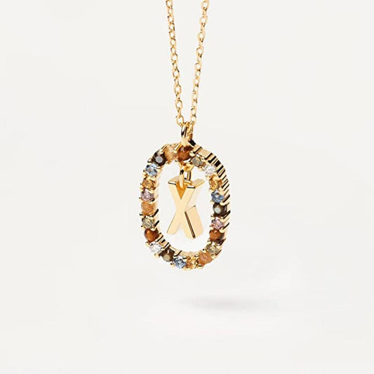 Collana Lettera X - Argento Sterling 925 Placcato in Oro 18 carati
