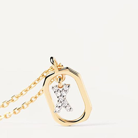 Collana Lettera X - Mini in Argento Sterling 925 Placcato in Oro 18 carati