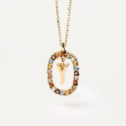 Collana Lettera Y - Argento Sterling 925 Placcato in Oro 18 carati