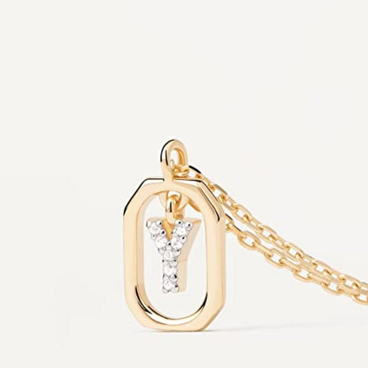 Collana Lettera Y - Mini in Argento Sterling 925 Placcato in Oro 18 carati