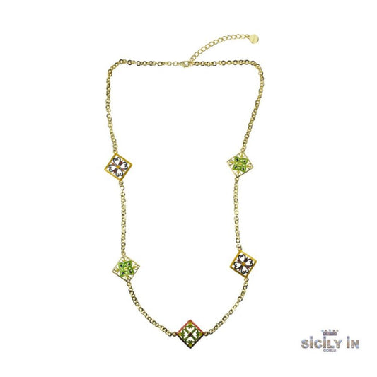 COLLANA LUNGA IN METALLO ANALLERGICO CON 5 CHARMS - CL112G