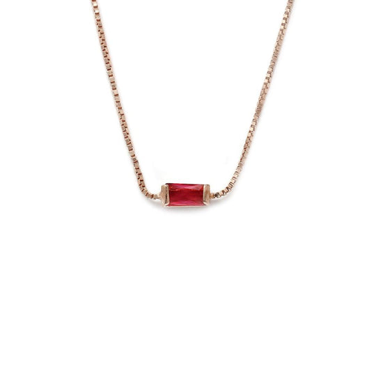 Collane in Argento 925 Rosa con Pietre Rosse cm 1.00