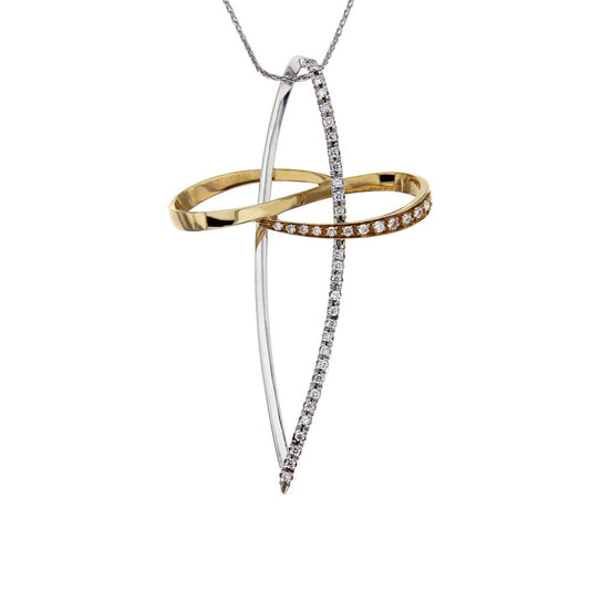 Pendente Croce Bicolore con Diamanti CT 0.32