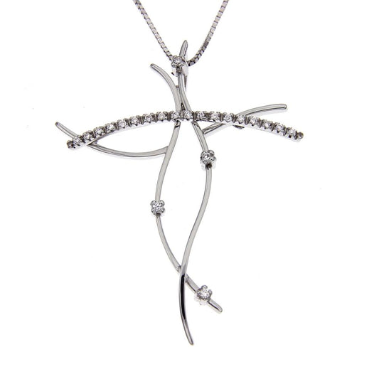 Pendente Croce Stilizzata con Diamanti CT 0.18