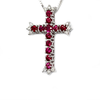 Croce con Rubini CT 1.61 e Diamanti CT 0.24
