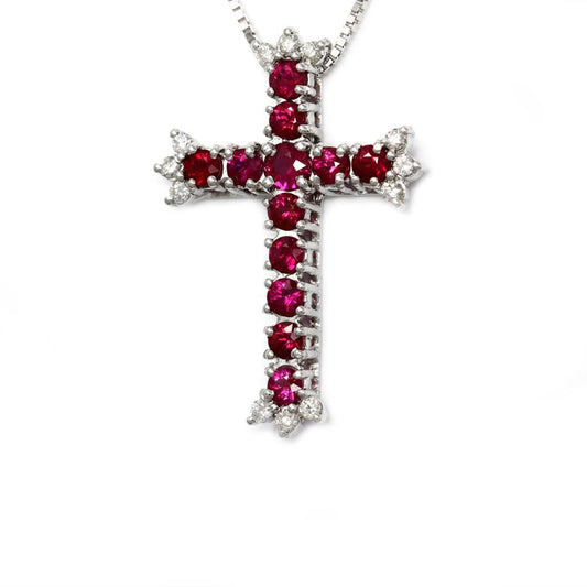 Croce con Rubini CT 1.61 e Diamanti CT 0.24