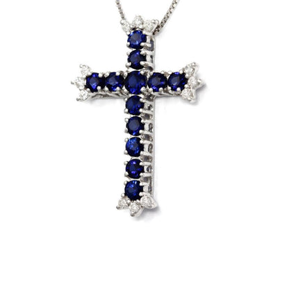 Croce con Zaffiro CT 1.36 e Diamanti CT 0.24