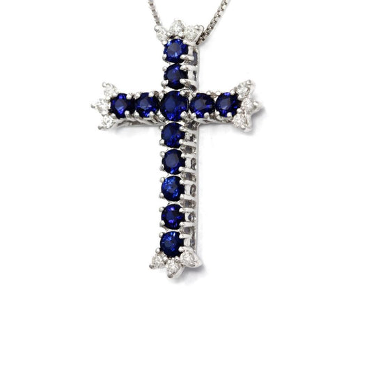 Croce con Zaffiro CT 1.36 e Diamanti CT 0.24