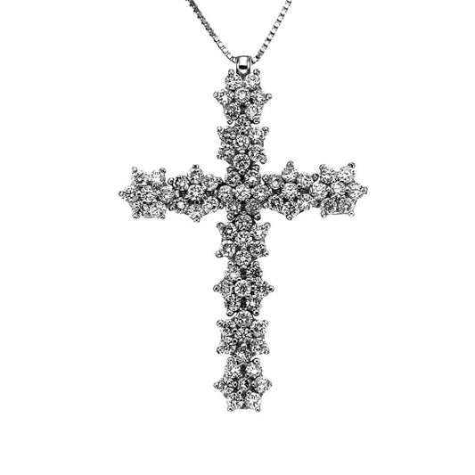 Croce Linea Fiore con Diamanti CT 1.16
