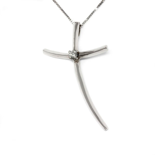 Croce Stilizzata con 1 Diamante CT 0.04