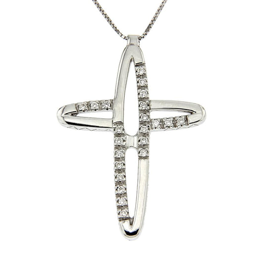 Pendente Croce Stilizzata con Diamanti CT 0.13