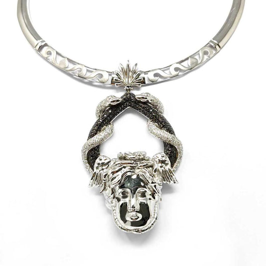 Girocollo con Medusa con Diamanti CT 1.75  CT 4.61 Neri Mod. GORGONE