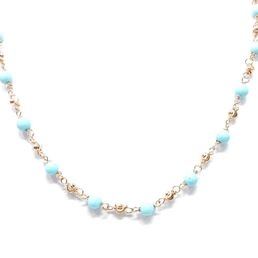 Girocollo con pietre azzurre su base in argento rosato