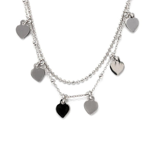 Girocollo Cuori Due Fili in Argento 925 cm 42+5