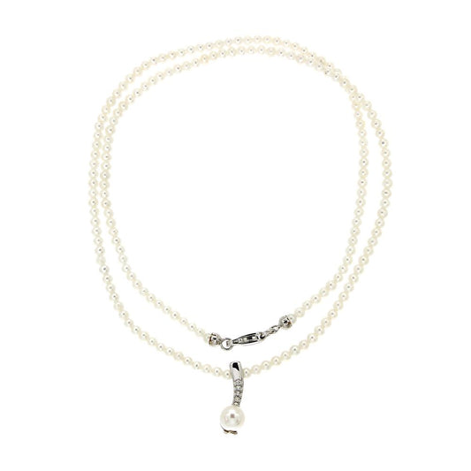 Girocollo di Perle Freshwater 2.5/3 mm con Pendente di Diamanti