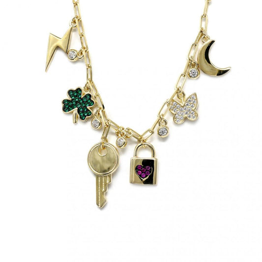 Girocollo Fantasi in Argento 925 Giallo con Zirconi cm 39+5