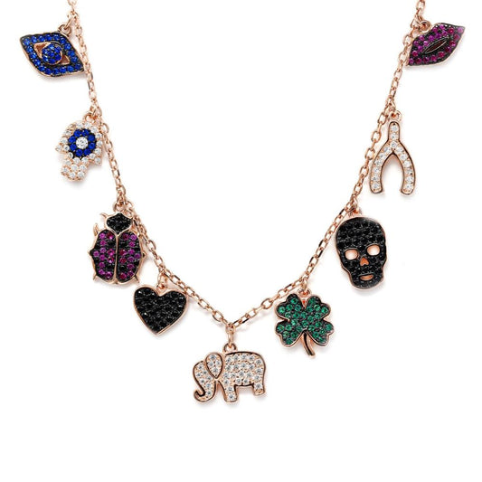 Girocollo Fantasi in Argento 925 Rosa con Zirconi 39+5