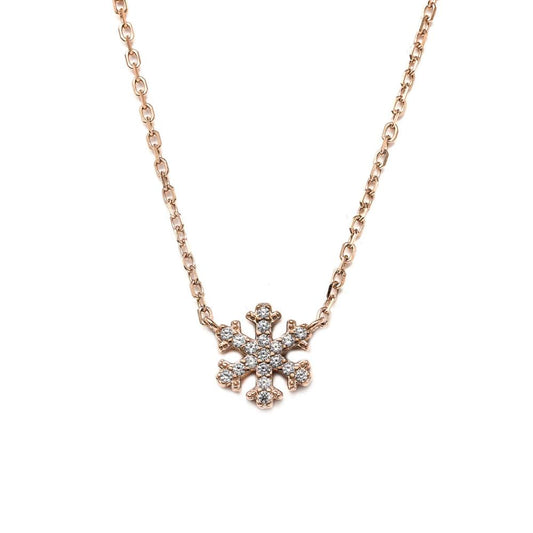 Girocollo Fiocco di Neve con Zirconi in Argento Rosa cm 39+5