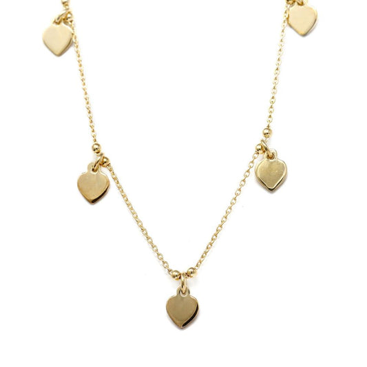 Girocollo in Argento Giallo 925 Giallo con Cuori